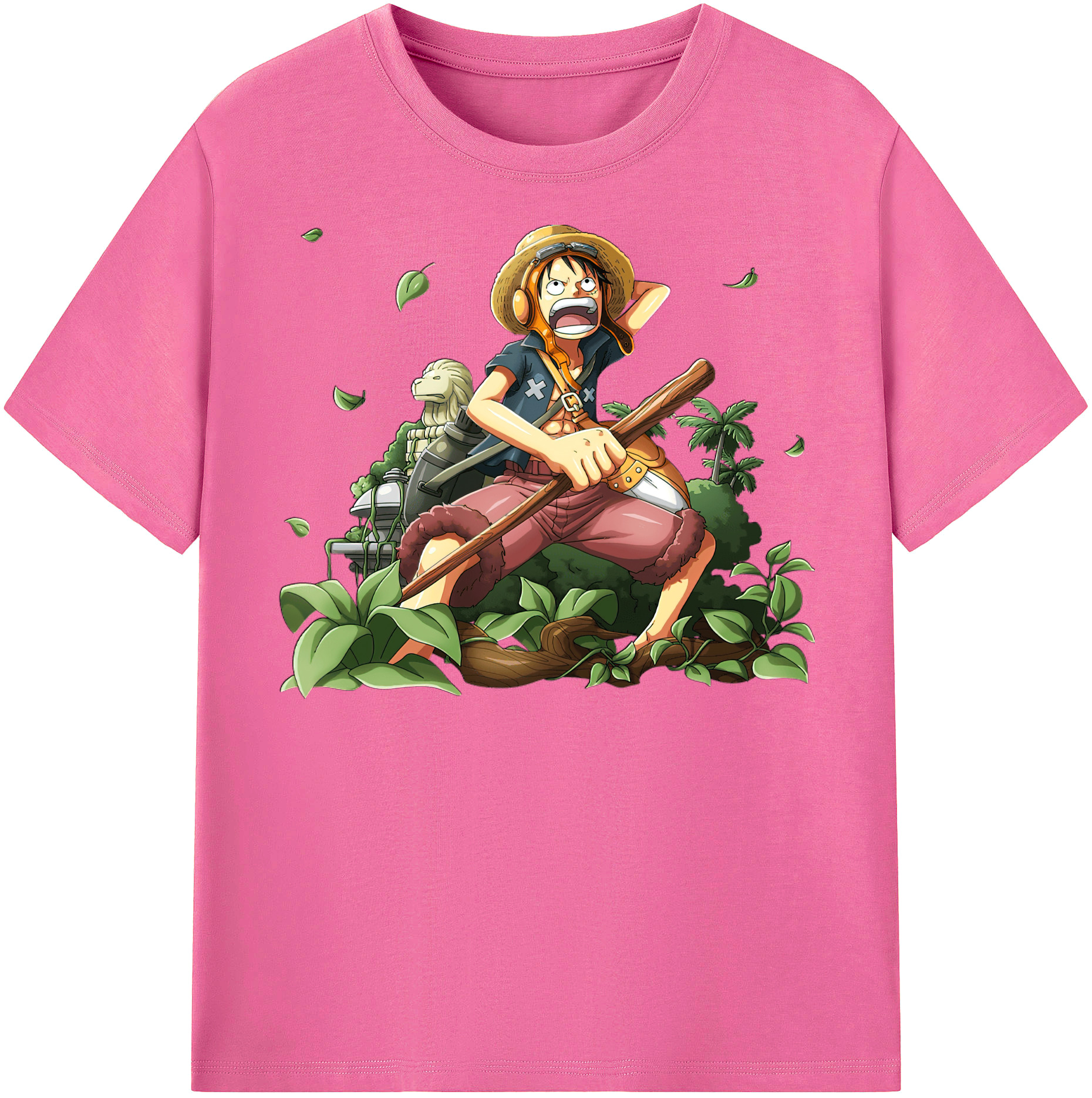 ワンピース モンキー・D・ルフィ ONE PIECE Monkey D. Luffy レディースカジュアルプリントTシャツ（綿100％）